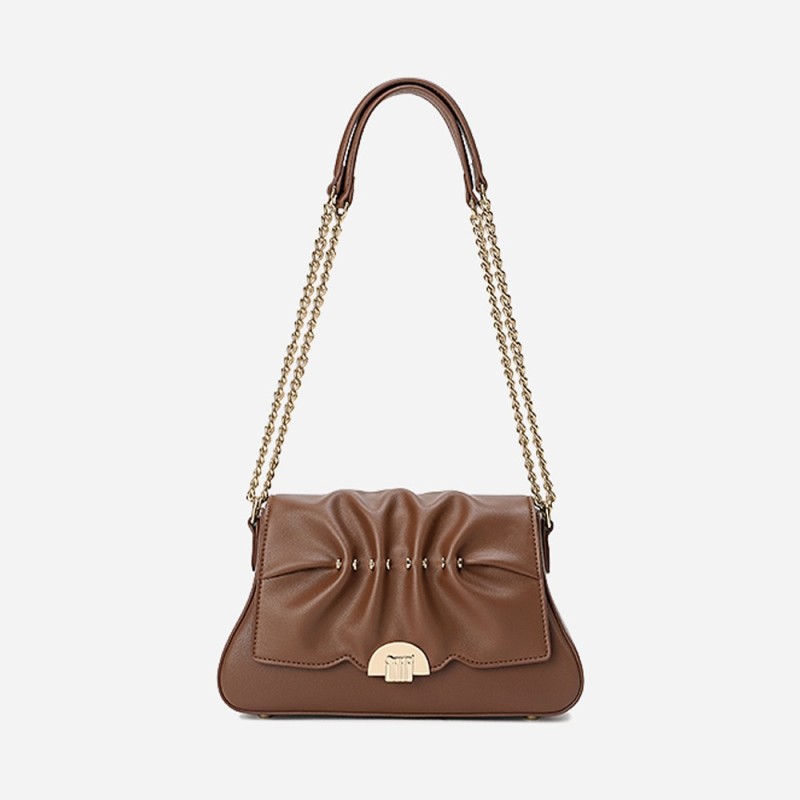 Minimally designed Maillard style pleated small bag, light luxury shoulder bag