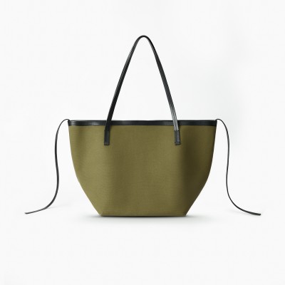Canvas cowhide splicing bag